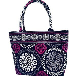 👜Vera Bradley Quilted Canterbury Magenta Purse Tote Bag – Black, Purple, White